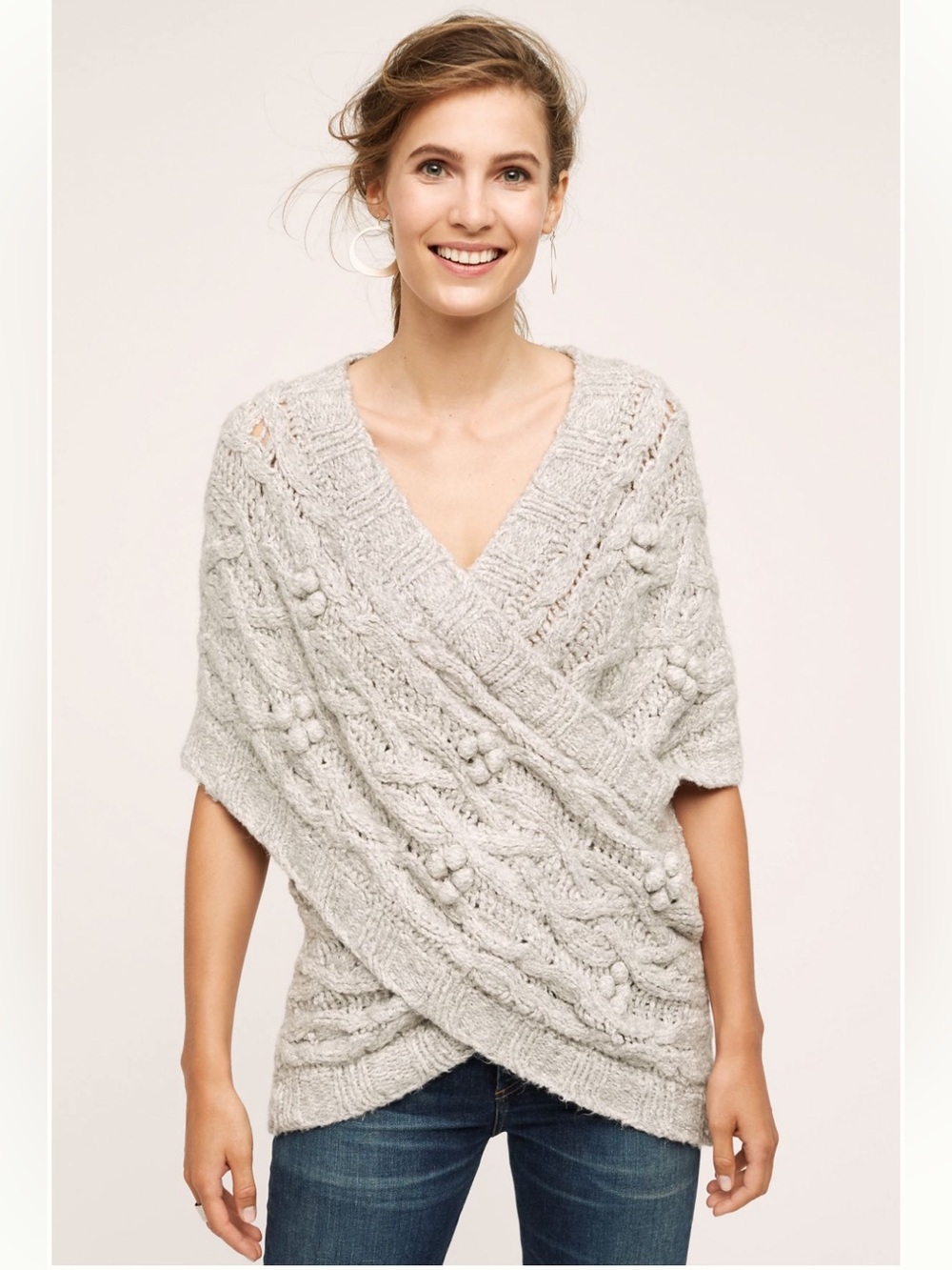 Anthropologie Cabled Crossover Wrap